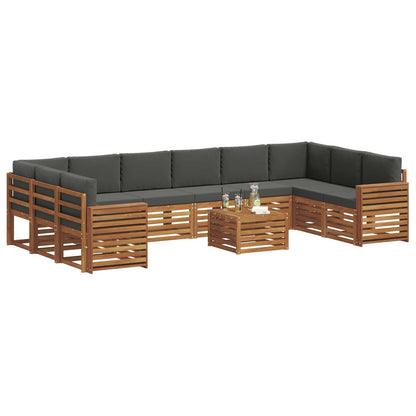 Set divani 11 pcs Naturale e Antracite Legno di Acacia Massello