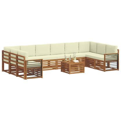 Set divani 11 pcs Naturale e Crema Legno di Acacia Massello