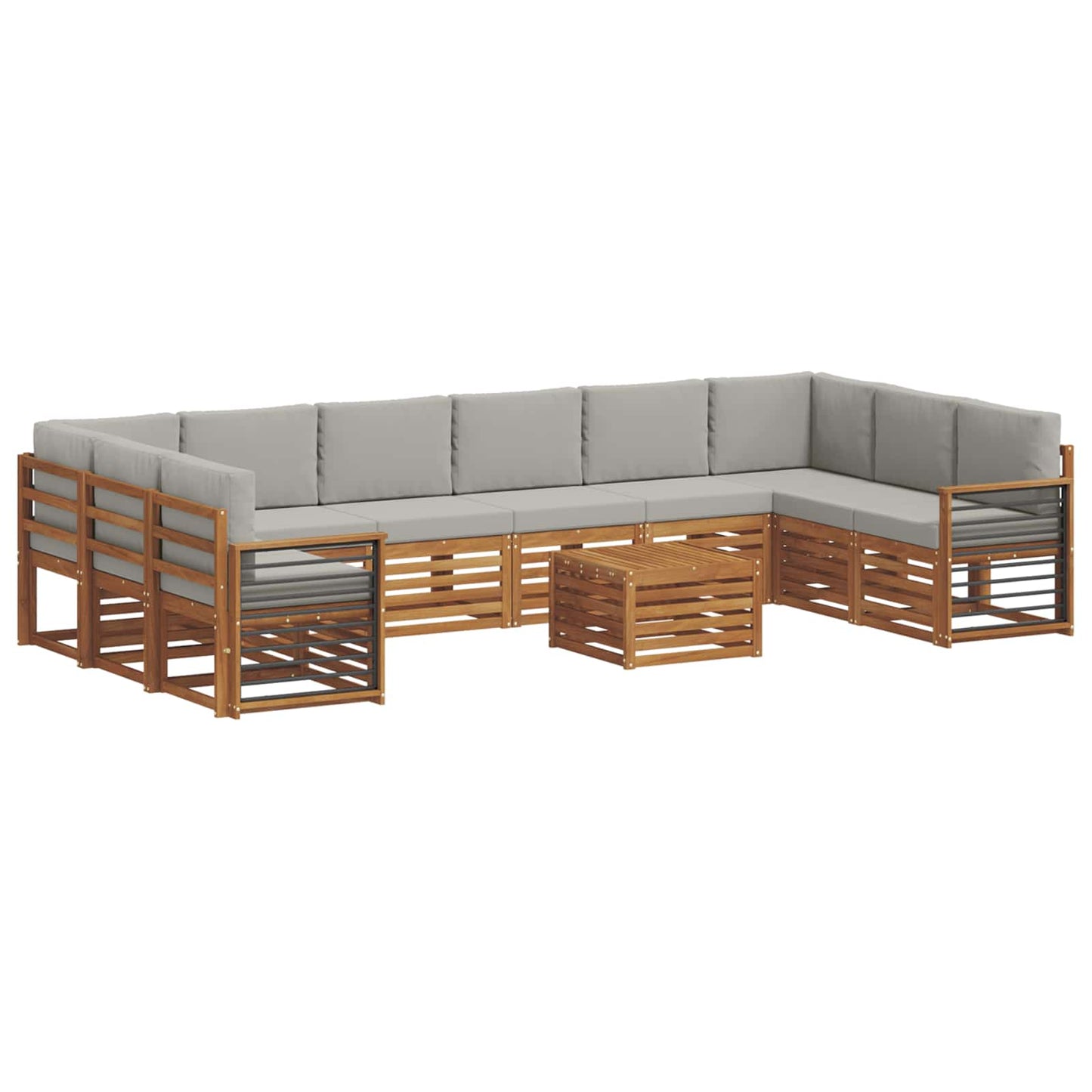 Set divani con cuscino 11 pcs Grigio Naturale e Chiaro