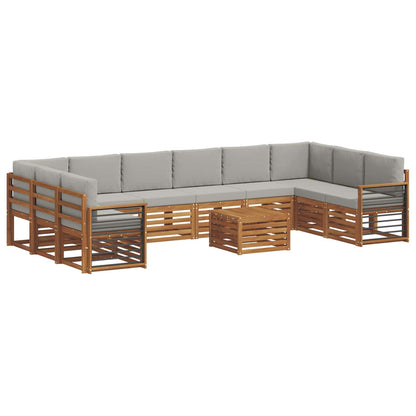 Set divani con cuscino 11 pcs Grigio Naturale e Chiaro