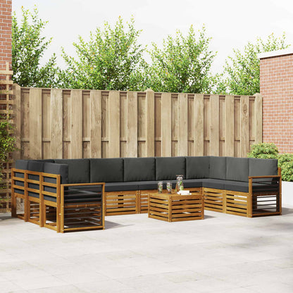 Set divani 11 pcs Naturale e Antracite Legno di Acacia Massello