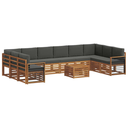 Set divani 11 pcs Naturale e Antracite Legno di Acacia Massello