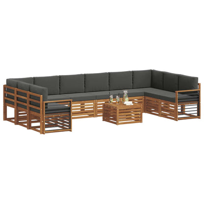 Set divani 11 pcs Naturale e Antracite Legno di Acacia Massello