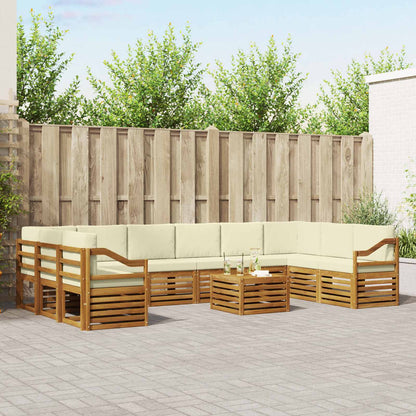 Set divani 11 pcs Naturale e Crema Legno di Acacia Massello