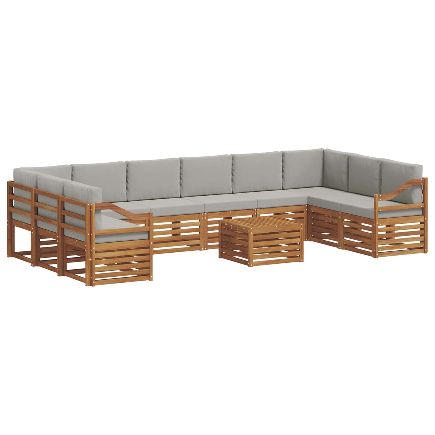 Set divani con cuscino 11 pcs Grigio Naturale e Chiaro