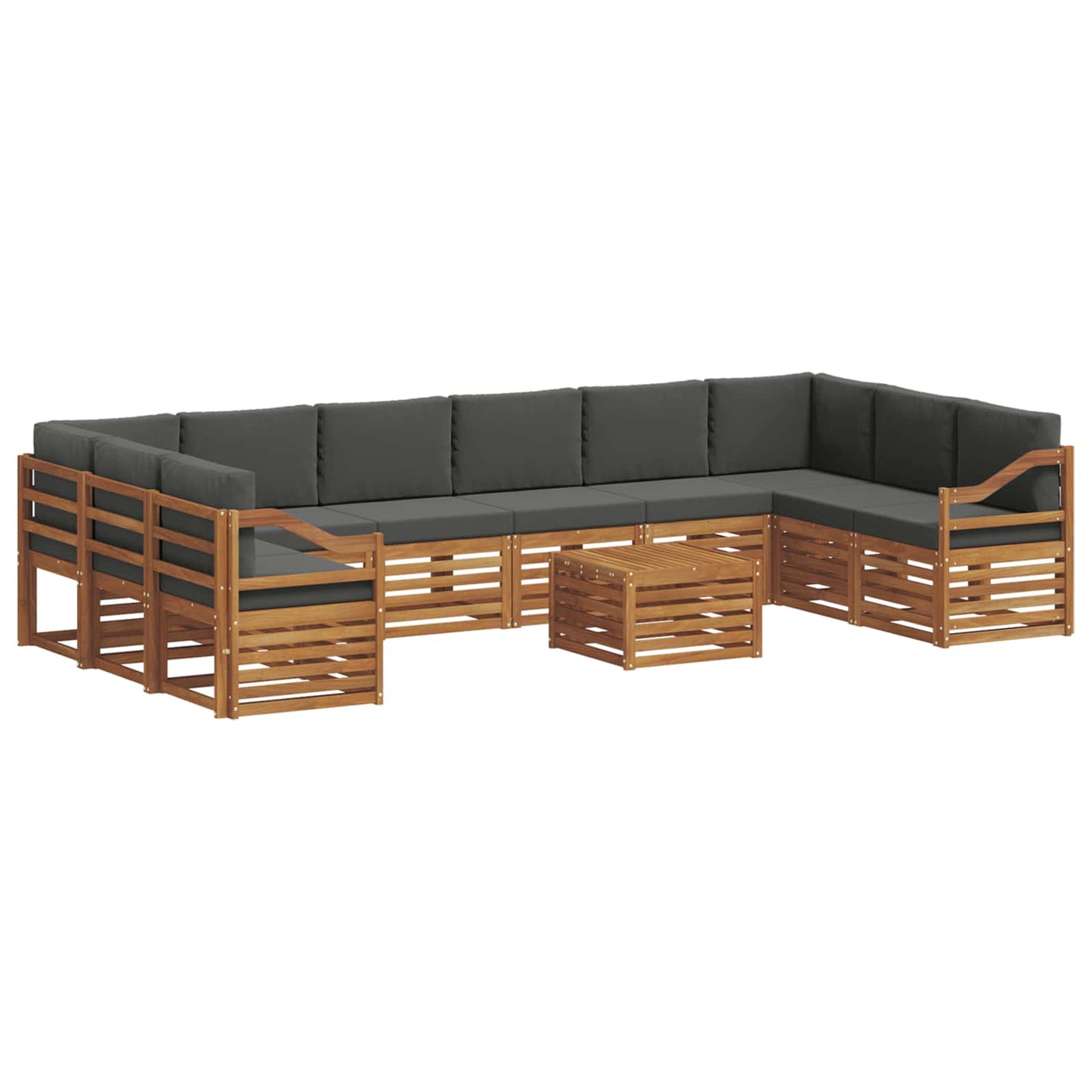 Set divani 11 pcs Naturale e Antracite Legno di Acacia Massello
