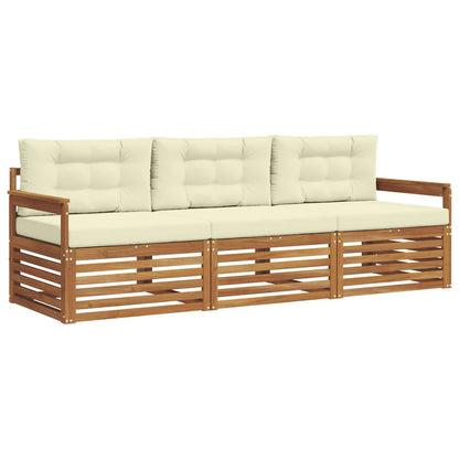 Set di divani da esterno con cuscino 3 pcs Naturale e Crema