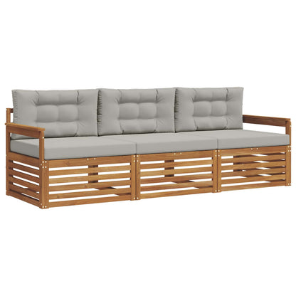 Set di divani da esterno 3 pcs Grigio Naturale e Chiaro