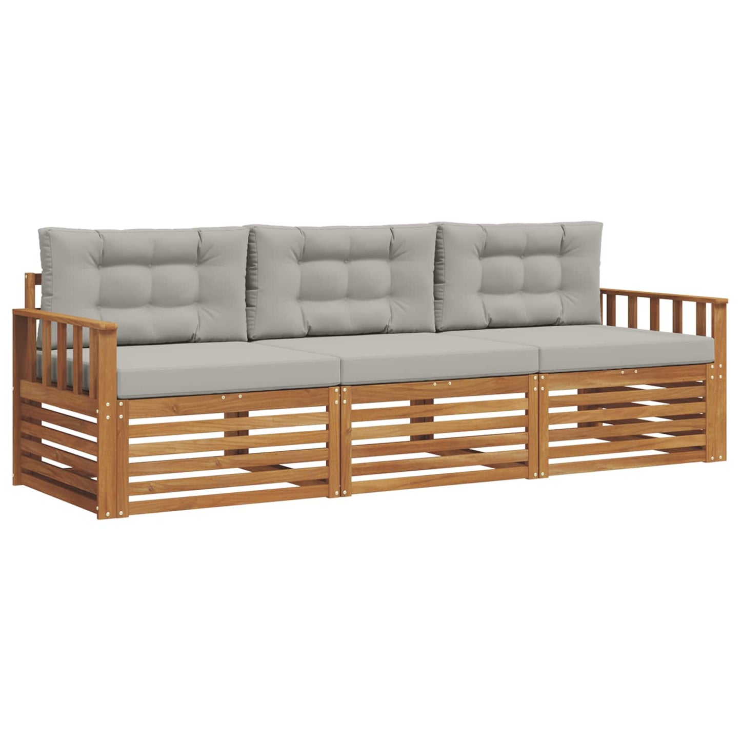 Set di divani da esterno 3 pcs Grigio Naturale e Chiaro
