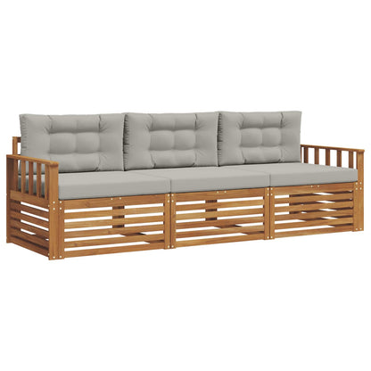 Set di divani da esterno 3 pcs Grigio Naturale e Chiaro