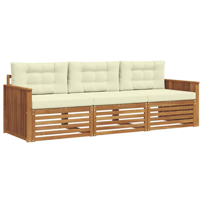 Set di divani da esterno con cuscino 3 pcs Naturale e Crema
