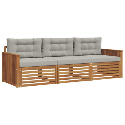 Set di divani da esterno 3 pcs Grigio Naturale e Chiaro