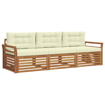Set di divani da esterno con cuscino 3 pcs Naturale e Crema
