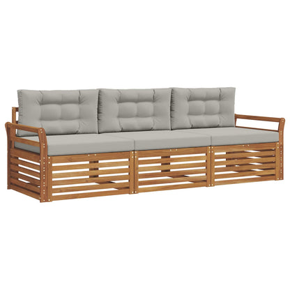 Set di divani da esterno 3 pcs Grigio Naturale e Chiaro