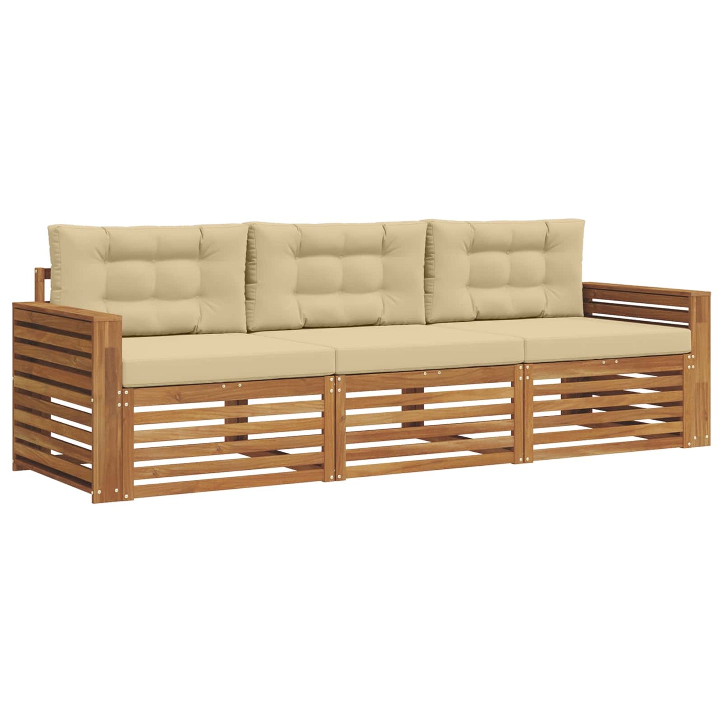 Set di divani da esterno con cuscino 3 pcs Naturale e Beige