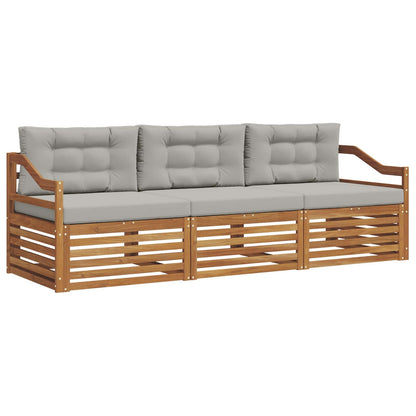Set di divani da esterno 3 pcs Grigio Naturale e Chiaro