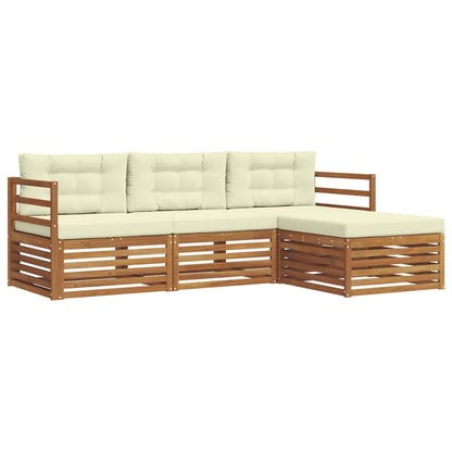 Set di divani da esterno con cuscino 4 pcs Naturale e Crema