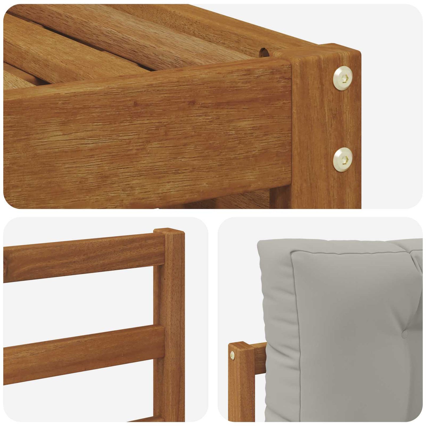 Set di divani da esterno 4 pcs Grigio Naturale e Chiaro