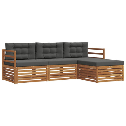 Set di divani da esterno con cuscino 4 pcs Naturale e Antracite
