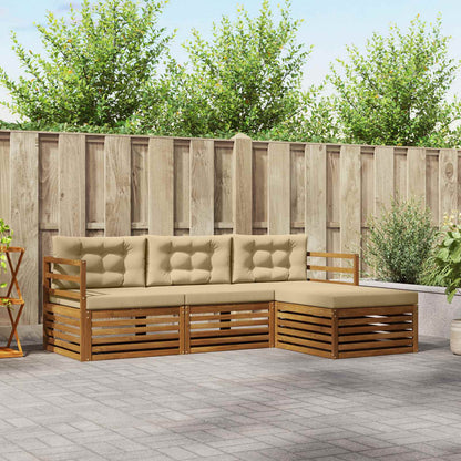 Set di divani da esterno con cuscino 4 pcs Naturale e Beige