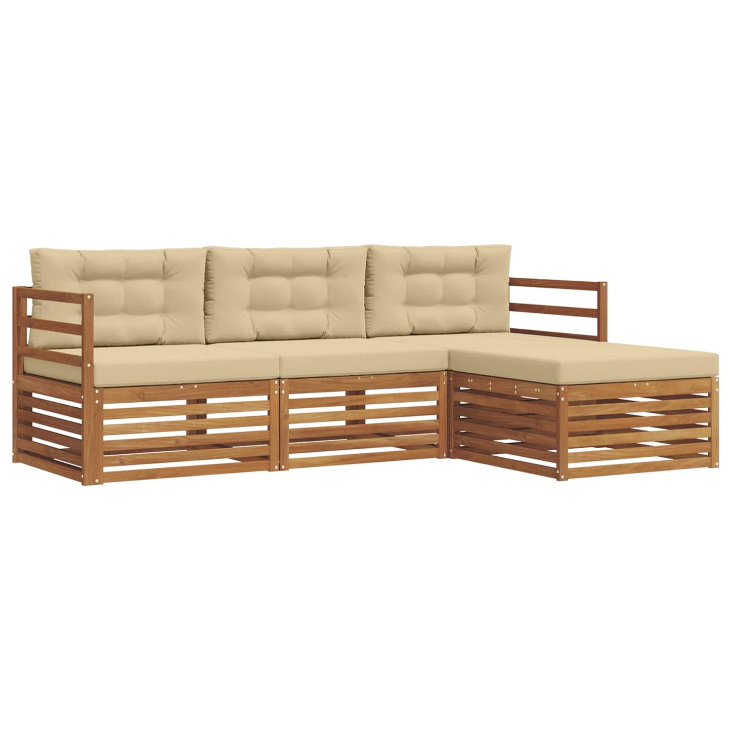 Set di divani da esterno con cuscino 4 pcs Naturale e Beige