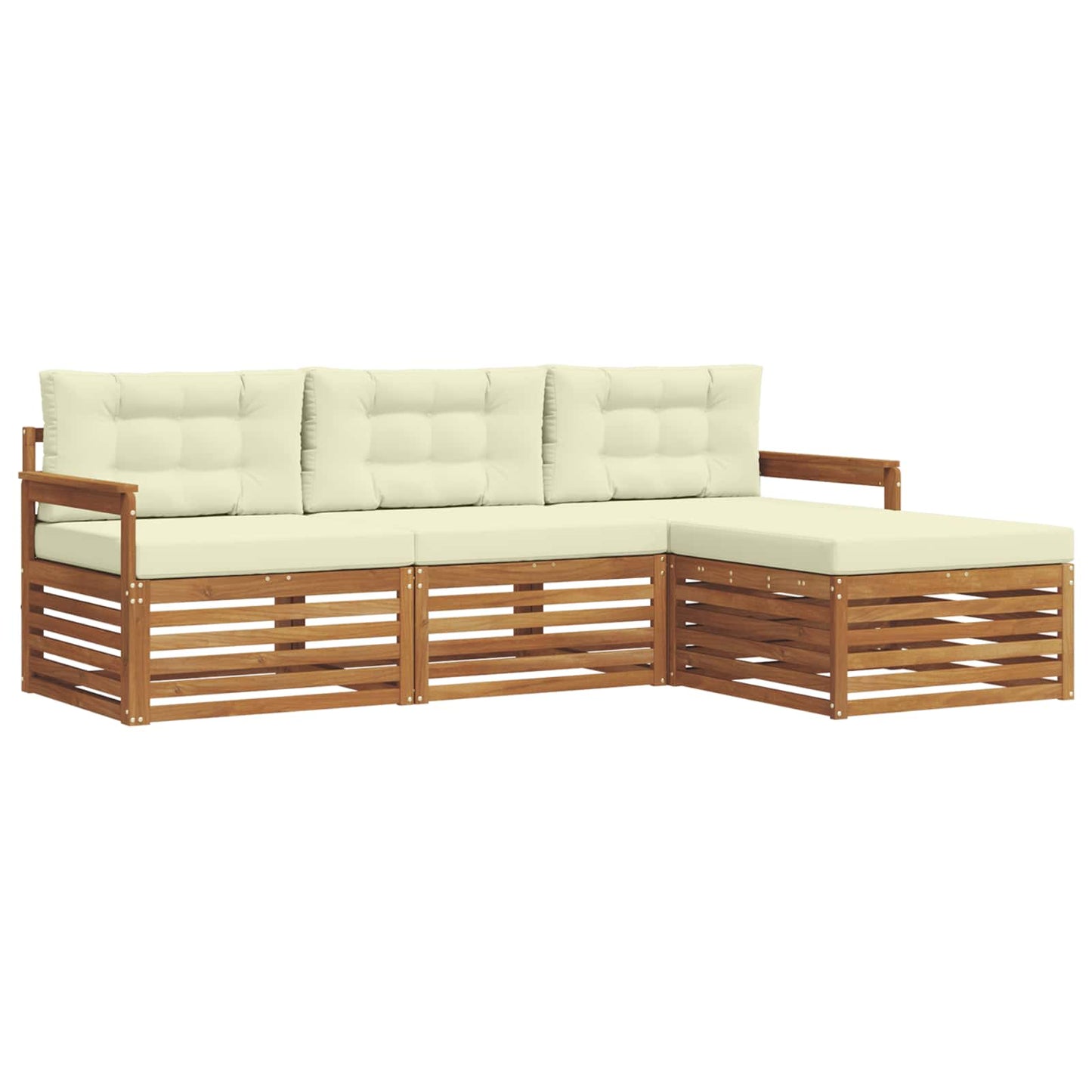 Set di divani da esterno con cuscino 4 pcs Naturale e Crema