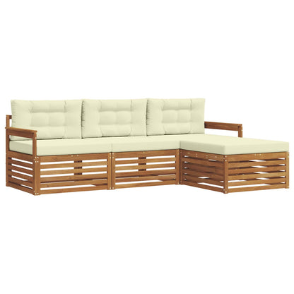 Set di divani da esterno con cuscino 4 pcs Naturale e Crema