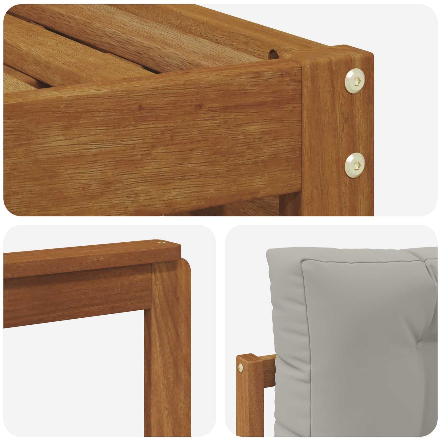 Set di divani da esterno 4 pcs Grigio Naturale e Chiaro