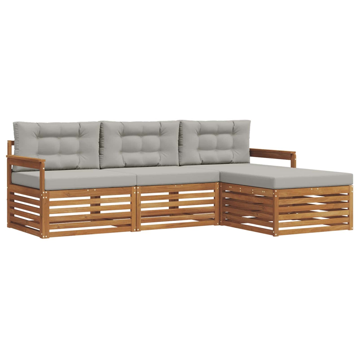 Set di divani da esterno 4 pcs Grigio Naturale e Chiaro