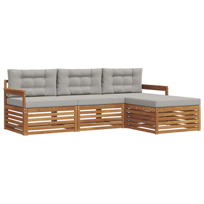 Set di divani da esterno 4 pcs Grigio Naturale e Chiaro