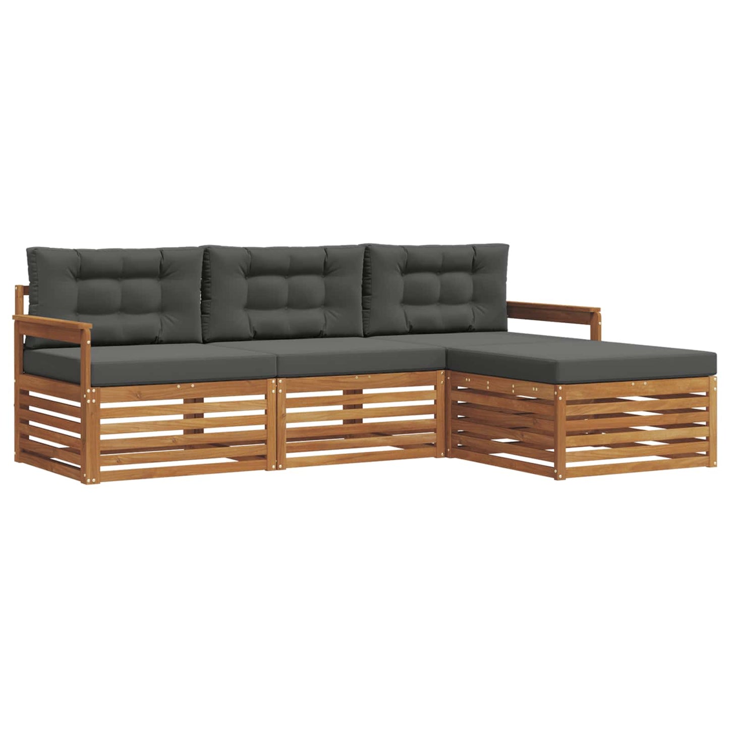 Set di divani da esterno con cuscino 4 pcs Naturale e Antracite