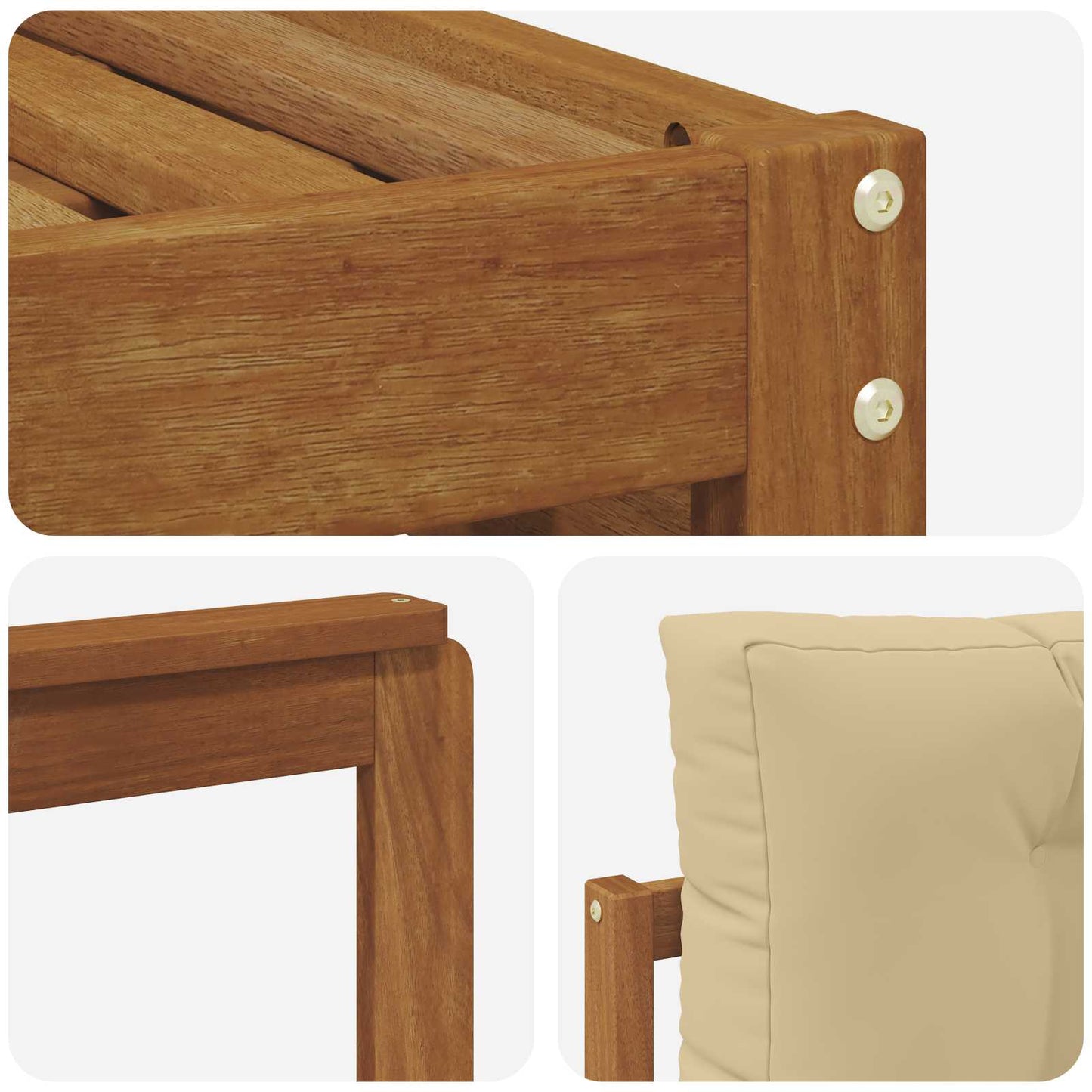 Set di divani da esterno con cuscino 4 pcs Naturale e Beige