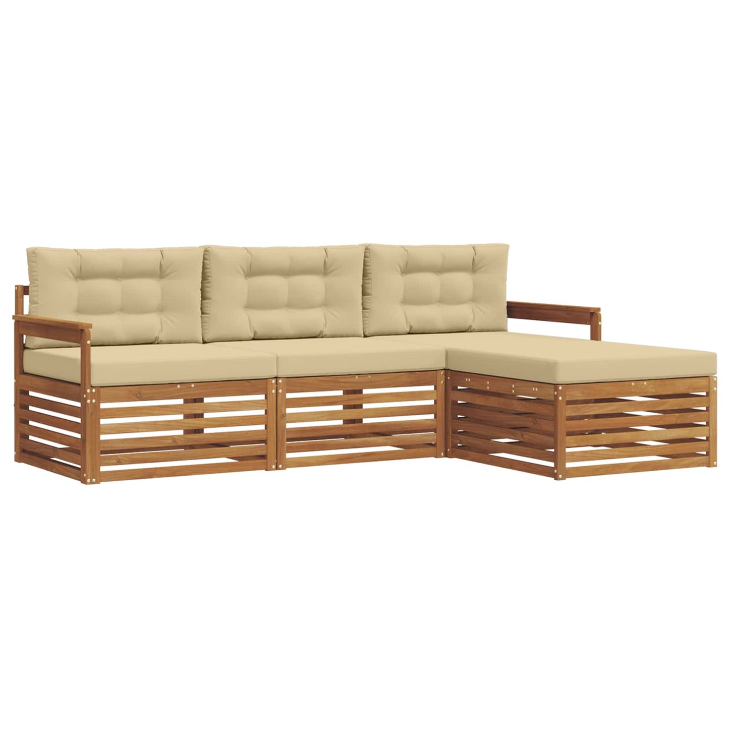 Set di divani da esterno con cuscino 4 pcs Naturale e Beige