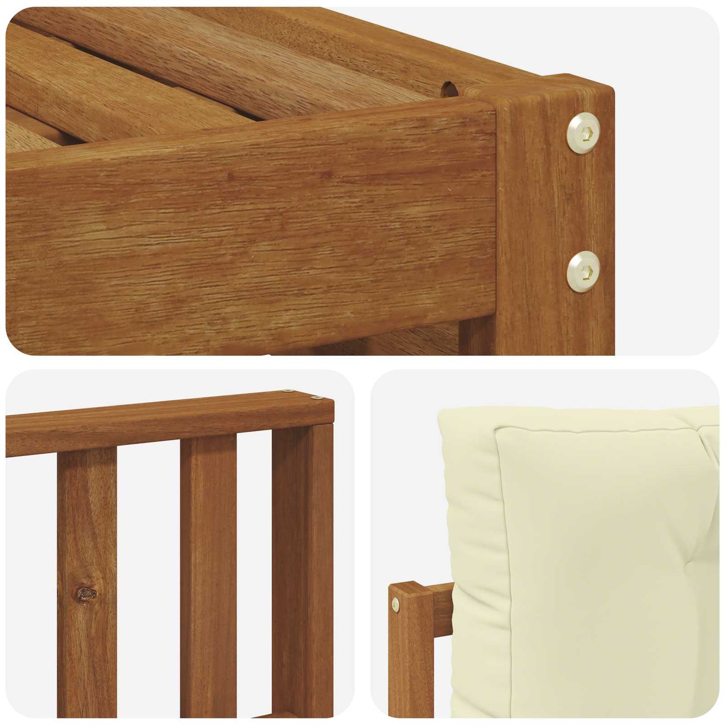 Set di divani da esterno con cuscino 4 pcs Naturale e Crema