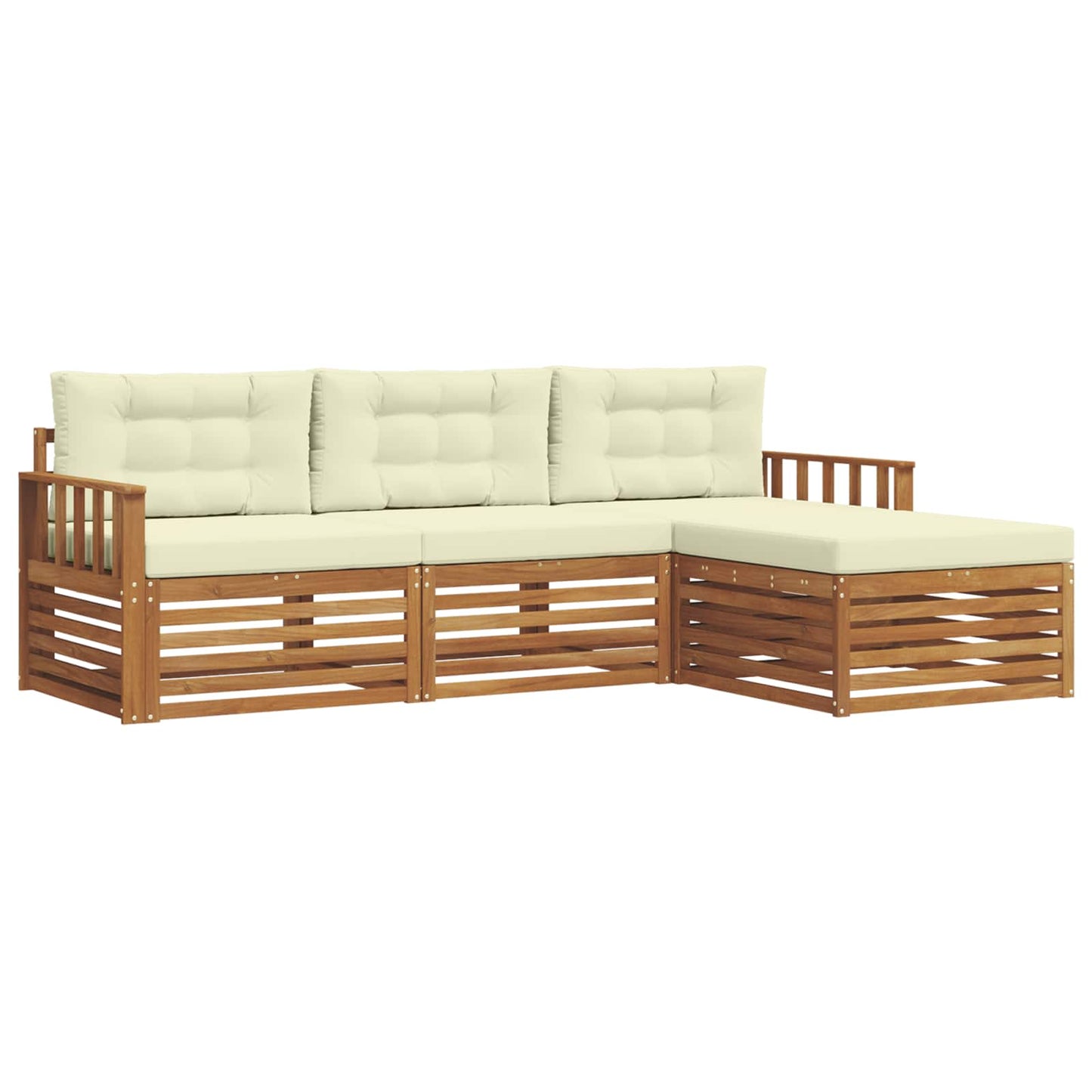 Set di divani da esterno con cuscino 4 pcs Naturale e Crema
