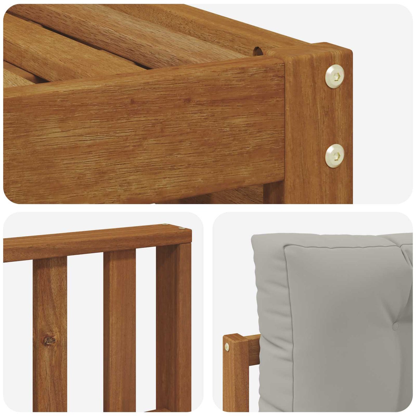 Set di divani da esterno 4 pcs Grigio Naturale e Chiaro