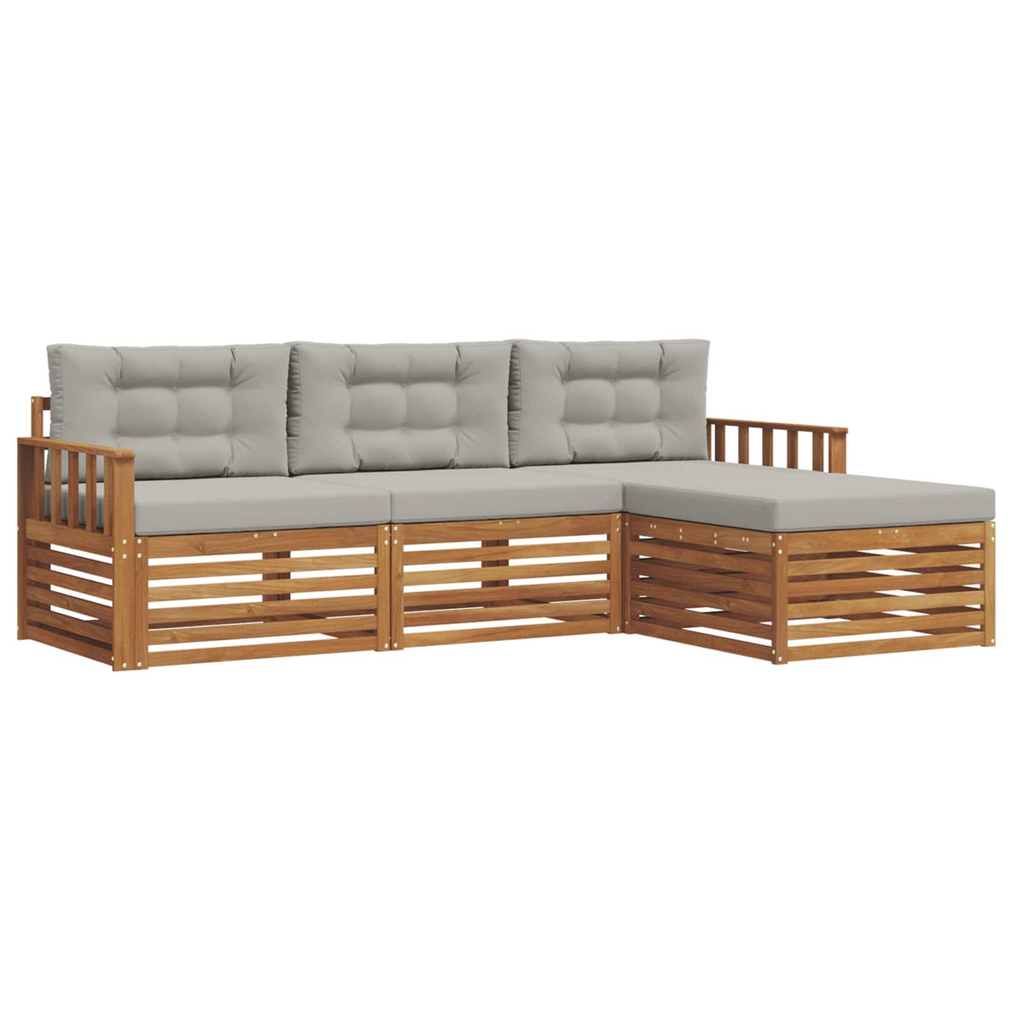 Set di divani da esterno 4 pcs Grigio Naturale e Chiaro