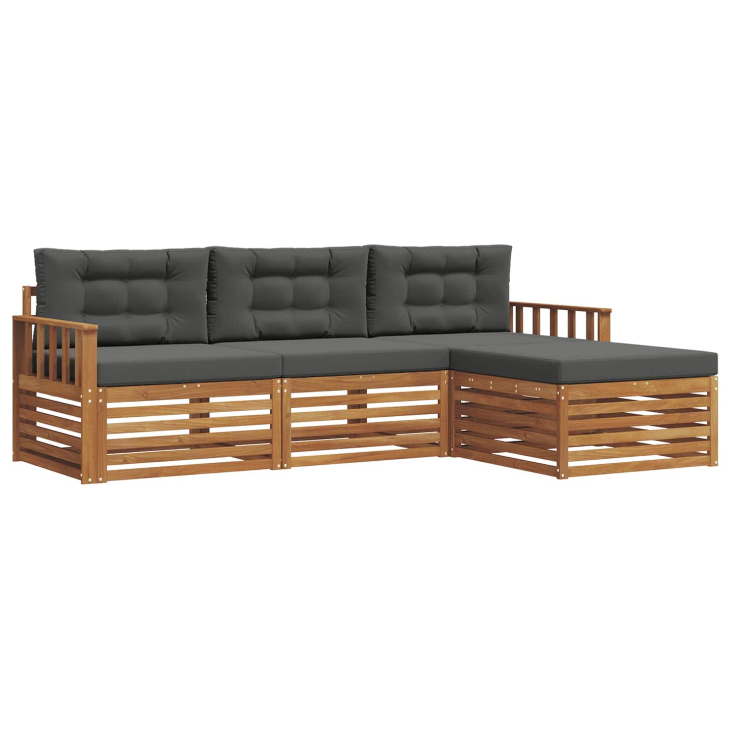 Set di divani da esterno con cuscino 4 pcs Naturale e Antracite