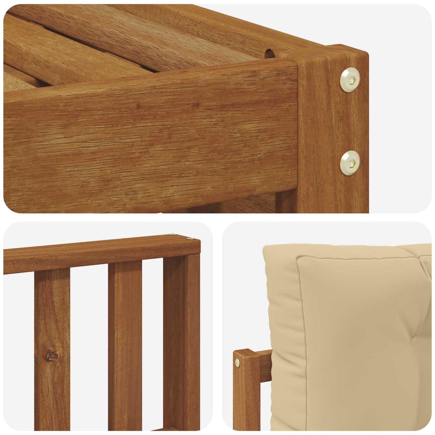 Set di divani da esterno con cuscino 4 pcs Naturale e Beige