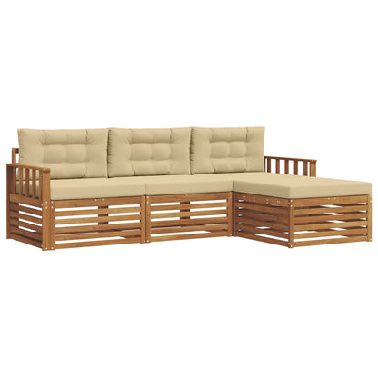 Set di divani da esterno con cuscino 4 pcs Naturale e Beige