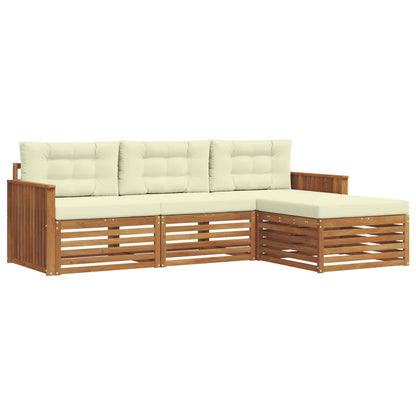 Set di divani da esterno con cuscino 4 pcs Naturale e Crema