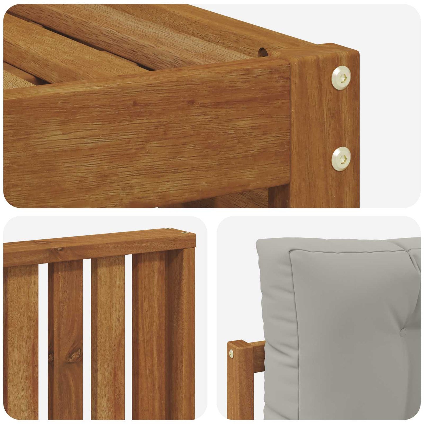Set di divani da esterno 4 pcs Grigio Naturale e Chiaro