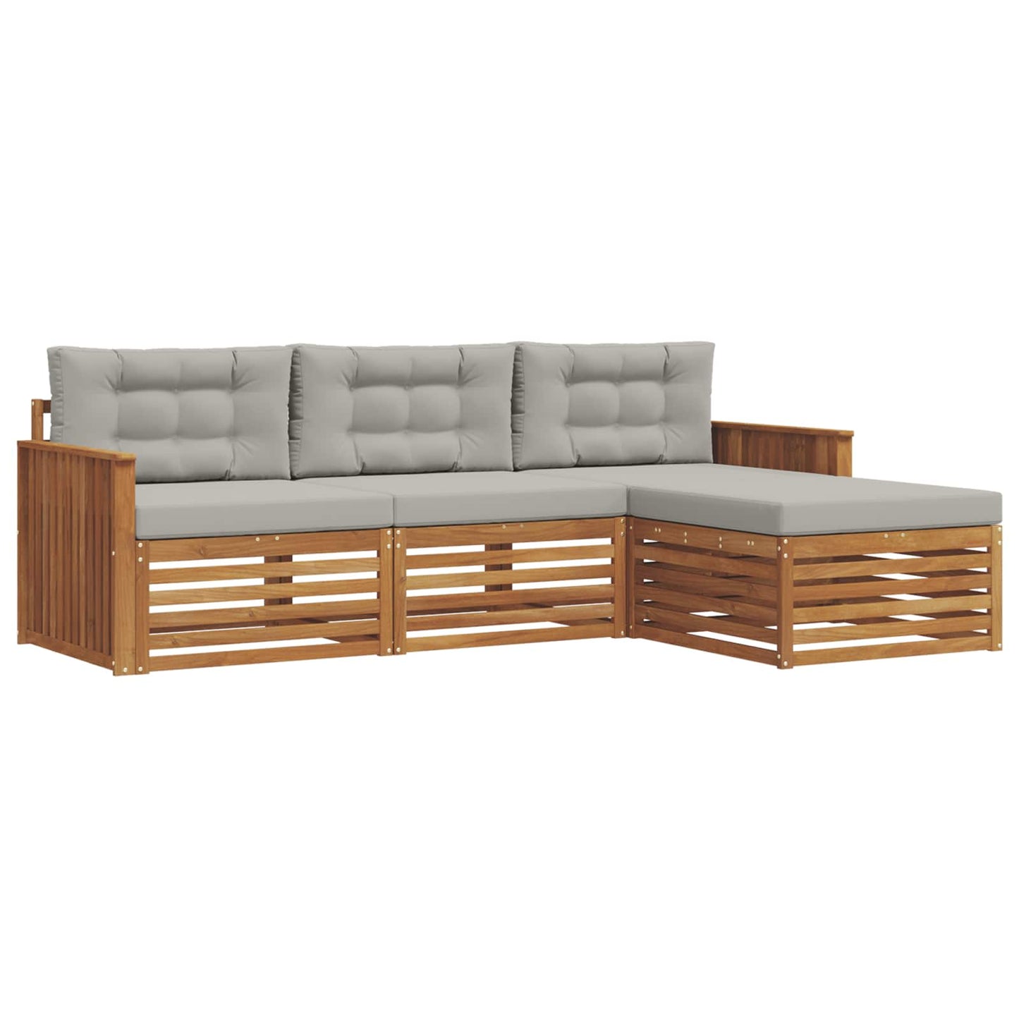 Set di divani da esterno 4 pcs Grigio Naturale e Chiaro
