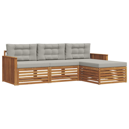 Set di divani da esterno 4 pcs Grigio Naturale e Chiaro