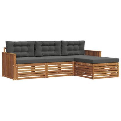 Set di divani da esterno con cuscino 4 pcs Naturale e Antracite