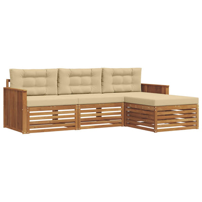 Set di divani da esterno con cuscino 4 pcs Naturale e Beige