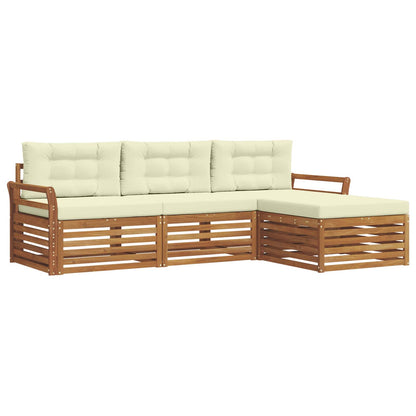 Set di divani da esterno con cuscino 4 pcs Naturale e Crema