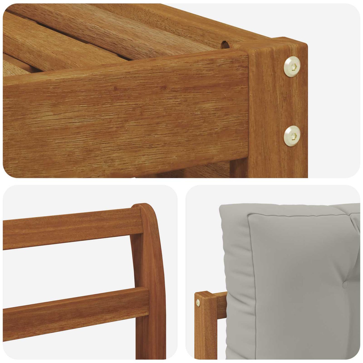 Set di divani da esterno 4 pcs Grigio Naturale e Chiaro