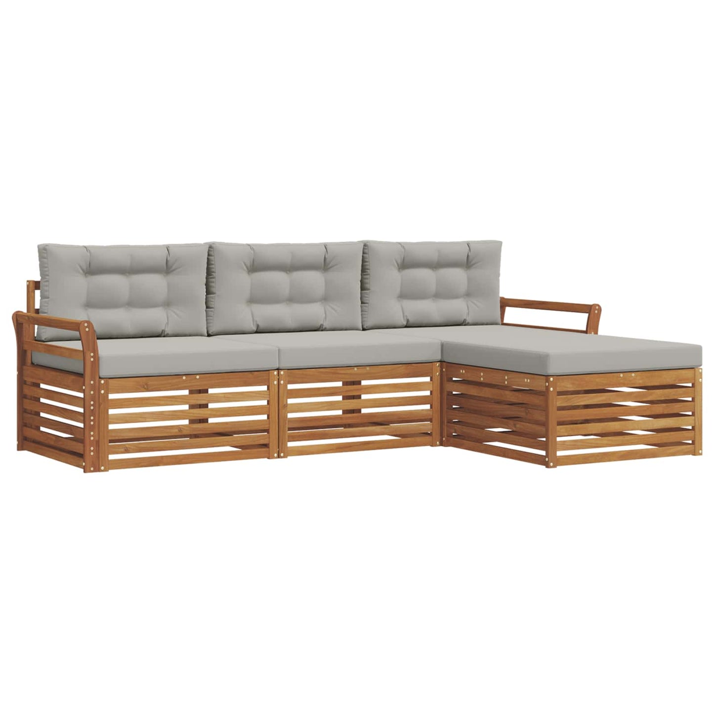 Set di divani da esterno 4 pcs Grigio Naturale e Chiaro