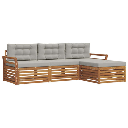Set di divani da esterno 4 pcs Grigio Naturale e Chiaro